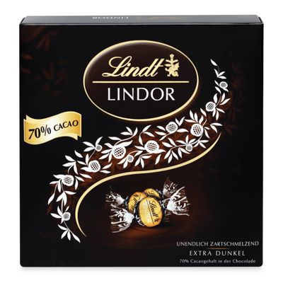 Lindt LINDOR Gift Box Extra Dark 70% Cocoa, Chocolate Gift, Approx. 15 LINDOR Truffles, 186 g