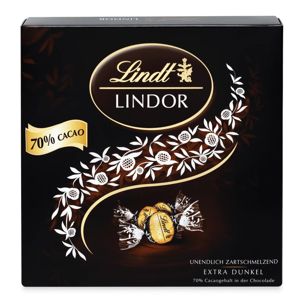 Lindt LINDOR Gift Box Extra Dark 70% Cocoa, Chocolate Gift, Approx. 15 LINDOR Truffles, 186 g