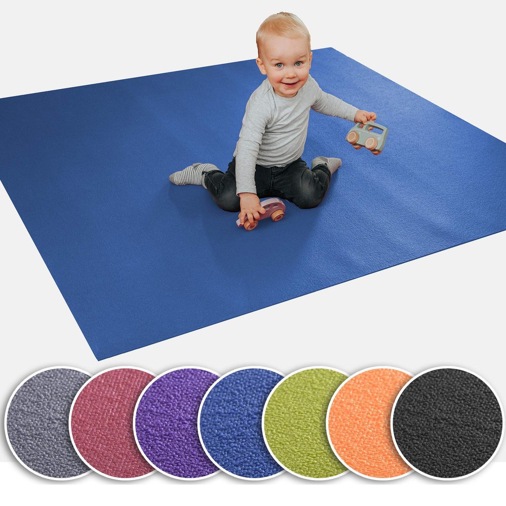Wunschkind Crawling Mat | Crawling Pad | Made in Germany | Non-Slip | Oeko-Tex 100 | 240 x 240 cm, Blue