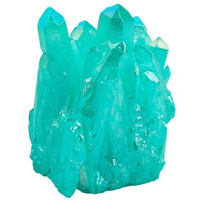 KYEYGWO Natural Quartz Crystal Cluster, Titanium-Coated