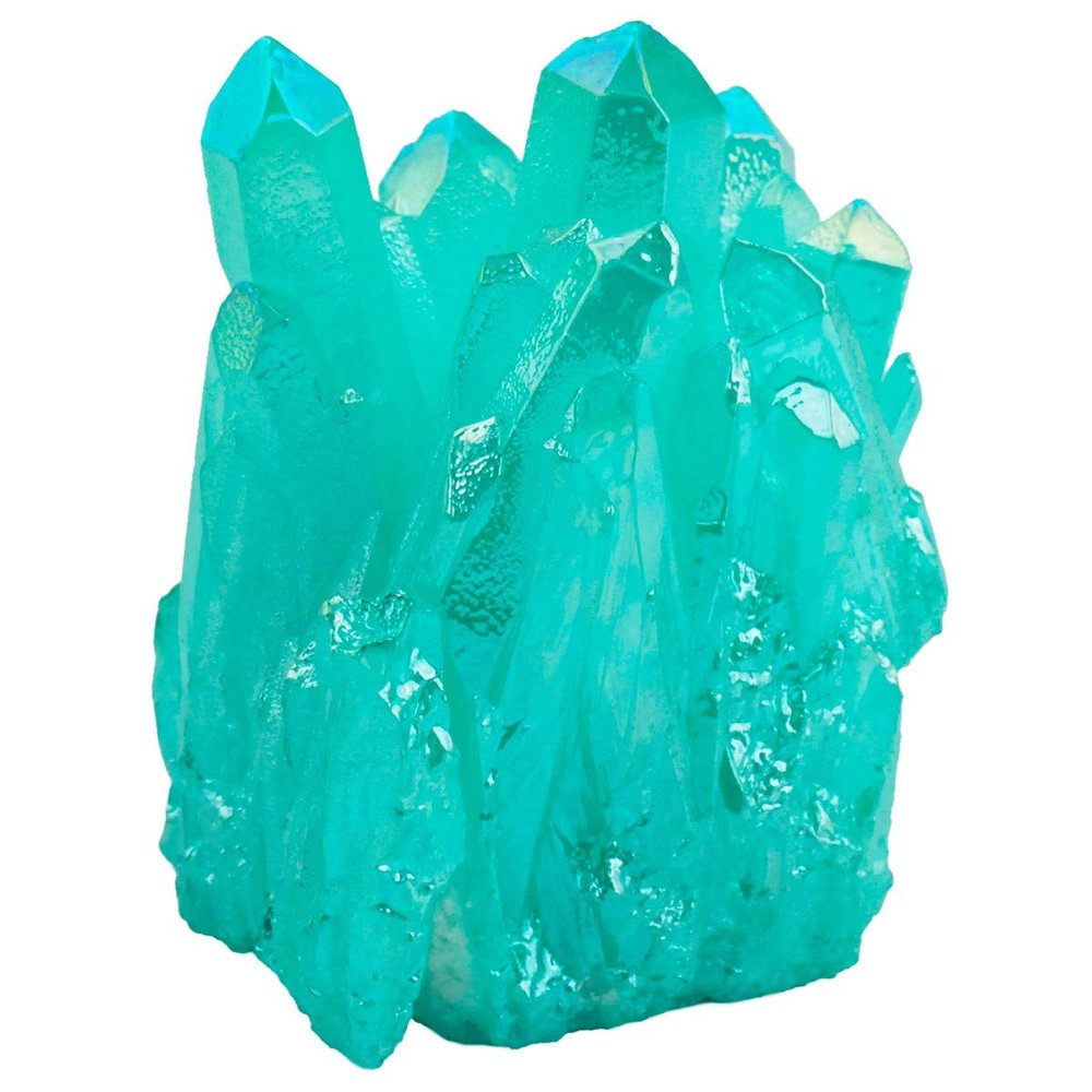 KYEYGWO Natural Quartz Crystal Cluster, Titanium-Coated