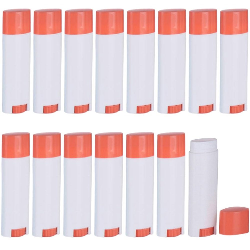 100 Empty Oval Twist-Up Tubes for Lip Balm, Lipstick, Deodorant and Solid Perfume, Pink-White