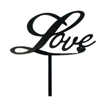 Black Acrylic “Love” Cake Topper