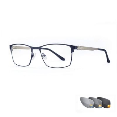 Photochromic Reading Glasses for Men, Large Gold Metal Frame
