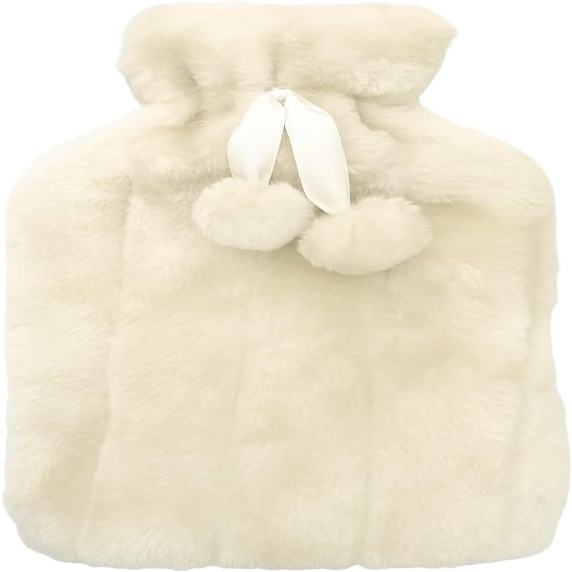 Garden Mile 2 L Natural Rubber Hot Water Bottle with Arran Knit Faux Fur Cover