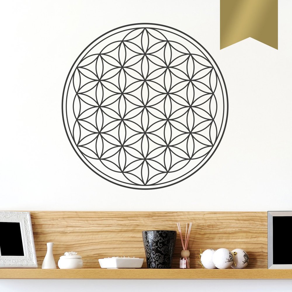 WANDKINGS Wall Decal, Flower of Life, 100 x 100 cm, Gold, Choose from 5 Sizes & 35 Colors