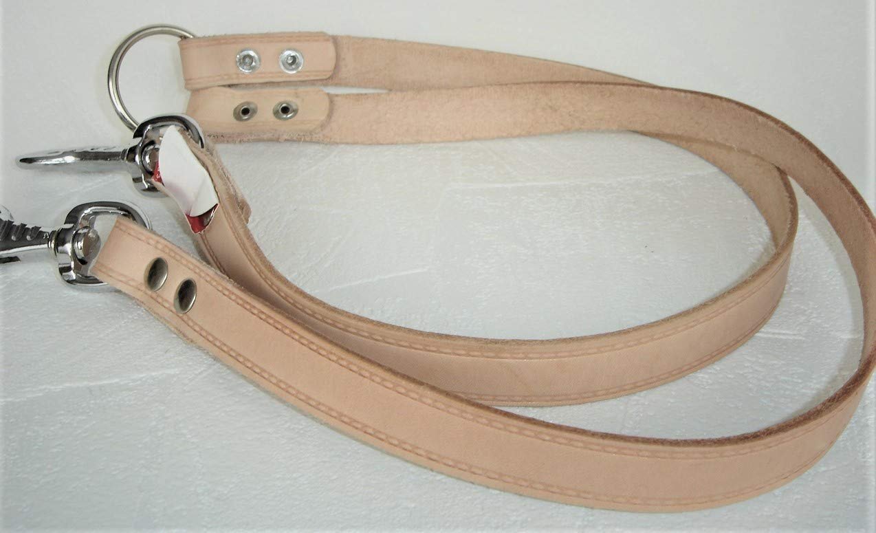 Dog Coupler Leash for 2 Dogs, Genuine Leather, Natural, 40 cm/20 mm