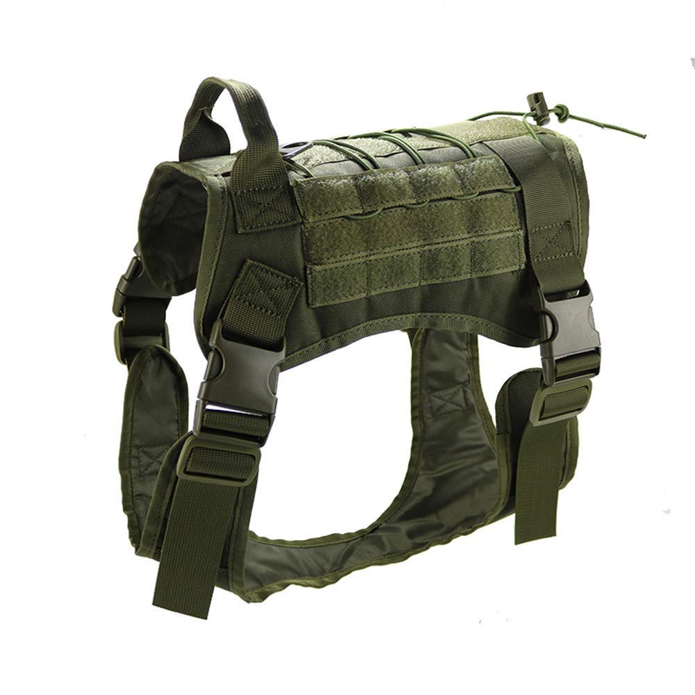 Enhome Tactical Dog Vest Harness, 1000D Heavy Duty Molle, Army Green