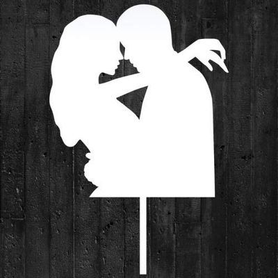 Cake Topper "Silhouette In Love," White Acrylic