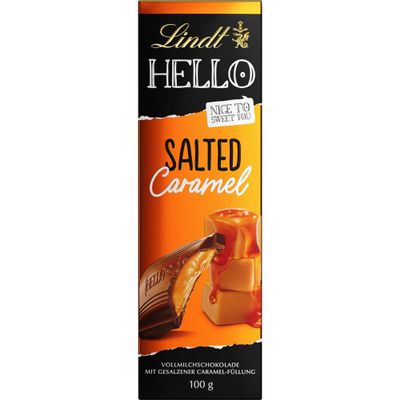 Lindt HELLO Salted Caramel Milk Chocolate Bar, 100 g