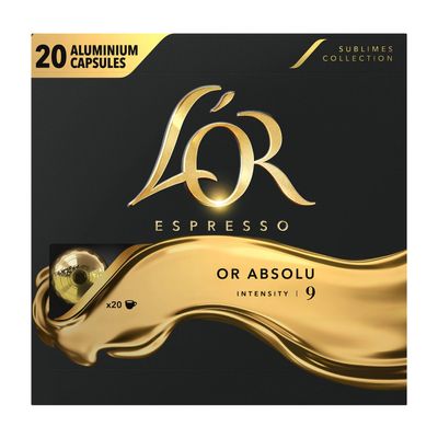 L'Or Espresso Café Absolu Intensity 9, 20 Aluminum Capsules Compatible with Nespresso Machines