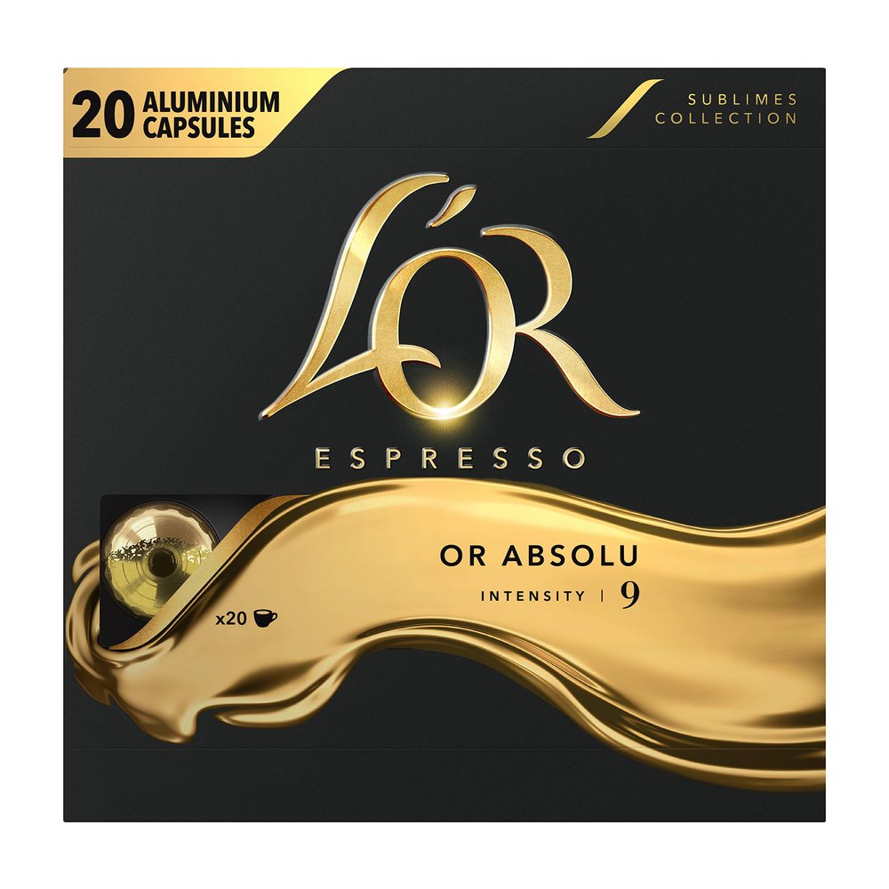 L'Or Espresso Café Absolu Intensity 9, 20 Aluminum Capsules Compatible with Nespresso Machines