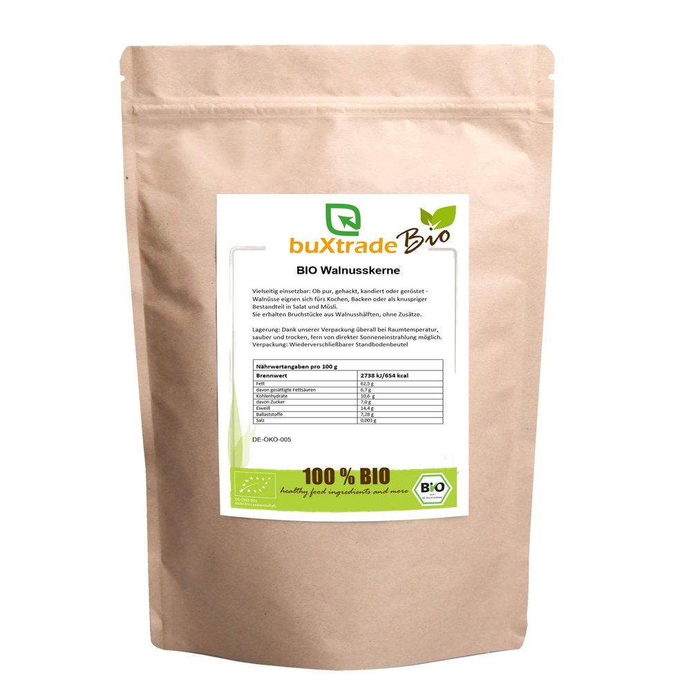 10 kg Organic Walnut Kernels, Natural, Pieces | Buxtrade