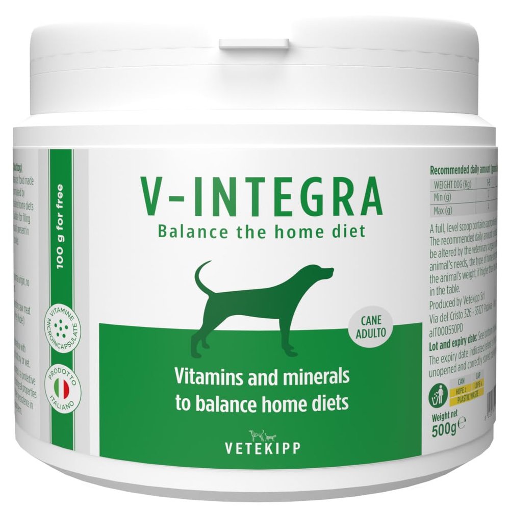 V-INTEGRA Cane Adulto for Adult Dogs, Vitamin and Mineral Supplement, 500 g, Made in Italy