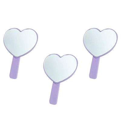 Lurrose Heart-Shaped Hand Mirrors, 3 Count, Single-Sided
