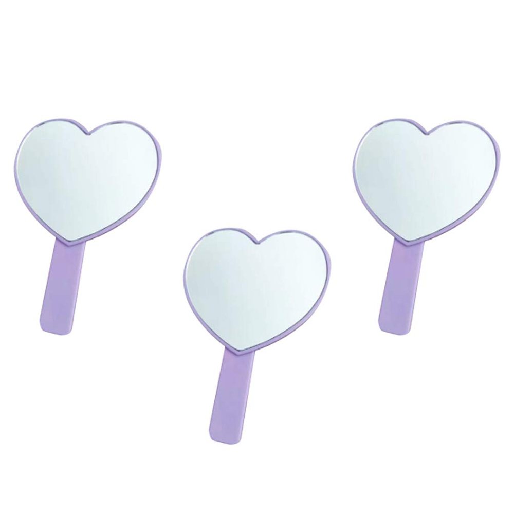 Lurrose Heart-Shaped Hand Mirrors, 3 Count, Single-Sided