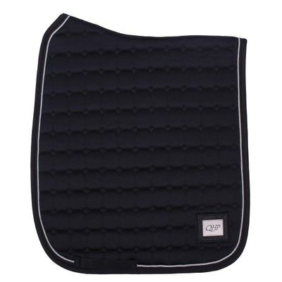QHP Glitz Saddle Pad, Square Quilting, Double Cord, Glitter Patch (Pony Dressage, Black)