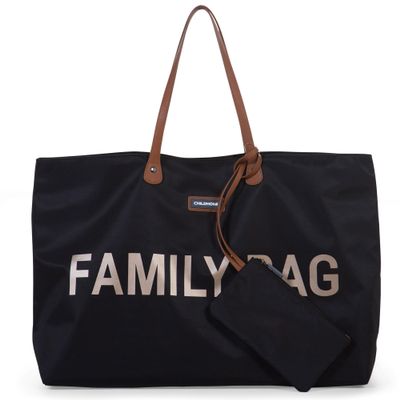 Childhome Family Bag Diaper Bag, Travel/Weekender Bag, Large Capacity, Removable Pouch, Black/Gold