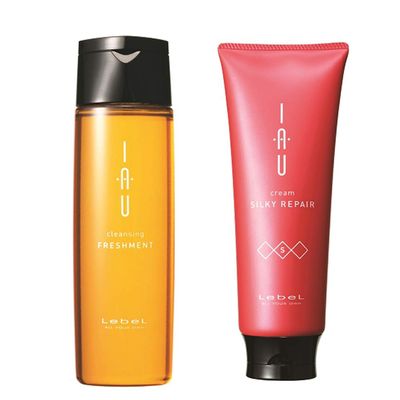 Lebel IAU Cleansing Freshment Shampoo 200 ml & Silky Repair Treatment 200 ml Set (Green Tea Set)