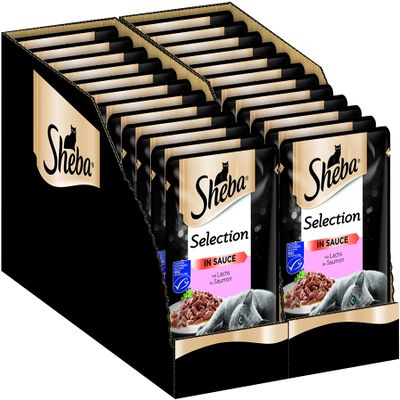 Sheba Selection in Sauce Wet Cat Food, 24 x 85 g Pouches, Salmon