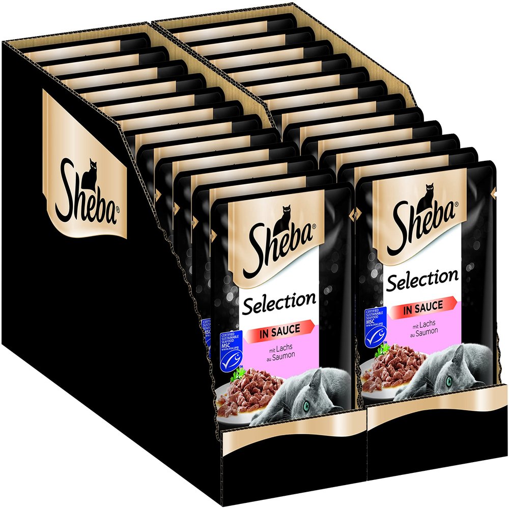 Sheba Selection in Sauce Wet Cat Food, 24 x 85 g Pouches, Salmon