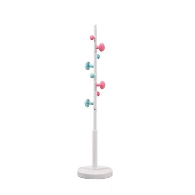 Vertical Metal Coat Rack with Mushroom Hooks and Stable Base, Single-Pole Hanger (White)