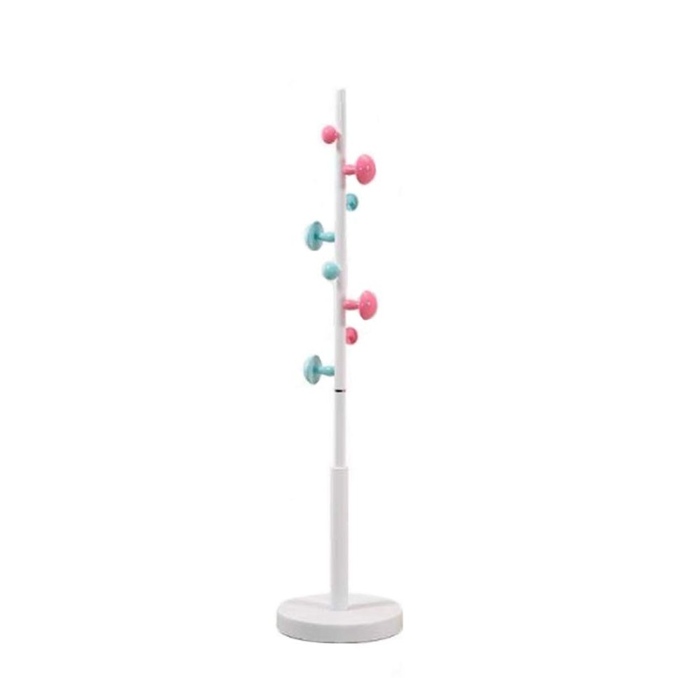 Vertical Metal Coat Rack with Mushroom Hooks and Stable Base, Single-Pole Hanger (White)