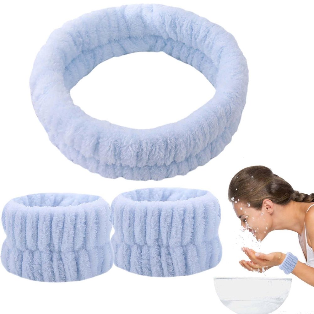 tacery Face Washing Headband and Wristband Set