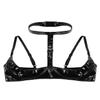 Women's Patent Leather-Look Push-Up Bra, Adjustable Straps, Halter Style, XL view 4