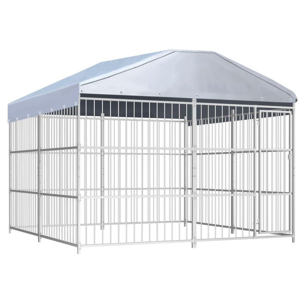 vidaXL Outdoor Dog Kennel with Roof 300 × 300 × 200 cm Gray