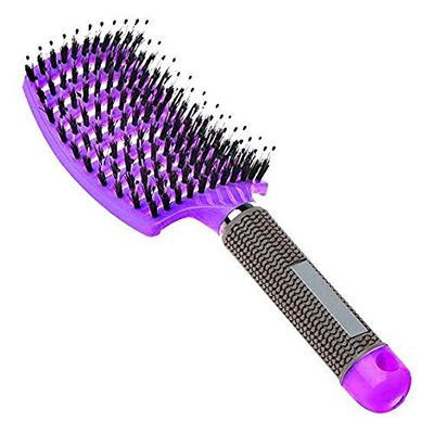 Aontean 1-Piece Wild Boar Bristle Hair Brush, Purple, for Thick, Curly & Wet Hair