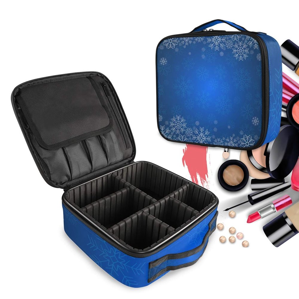 Blue Sea Art Makeup Bag with Adjustable Dividers