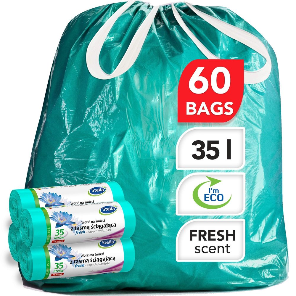 Stella Pack Scented Garbage Bags, 35 L, Green