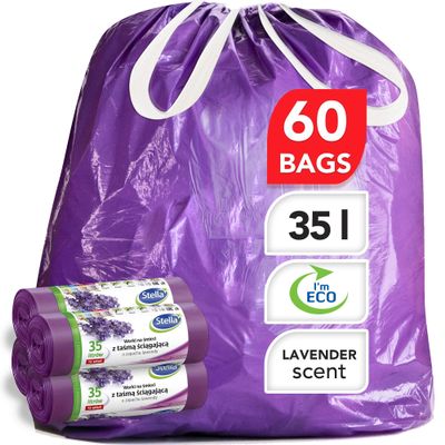 Stella Pack 35 L Household Garbage Bags with Scent and Drawstring, Tear-Resistant