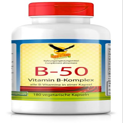 Get UP Vitamin B-50 Complex with 11 B Vitamins & B-Like Nutrients, 180 Capsules