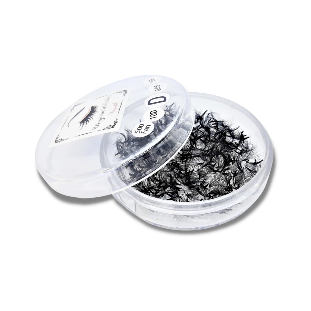 5D | 0.07 Handmade Lash Fans | 500 Ready-Made Fans or 2,500 Volume Lashes (D Curl, 12 mm)