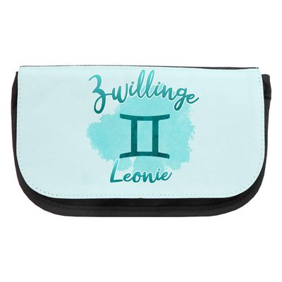 Cosmetic Bag with the Name Leonie and Gemini Zodiac Motif