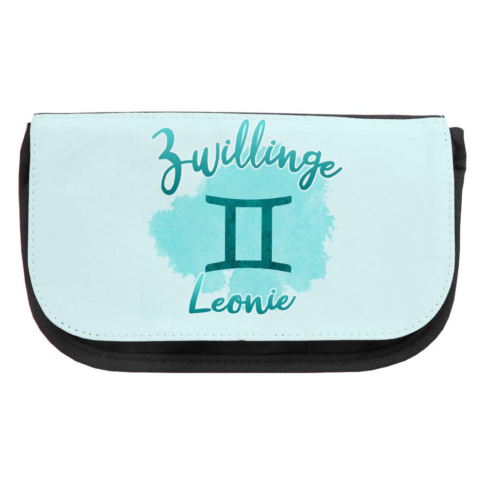 Cosmetic Bag with the Name Leonie and Gemini Zodiac Motif