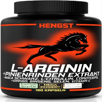 L-Arginine + Pine Bark Extract, Black Maca, 180 High-Dose Capsules