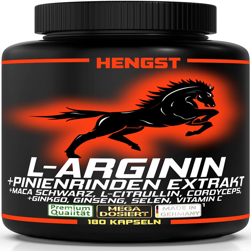 L-Arginine + Pine Bark Extract, Black Maca, 180 High-Dose Capsules