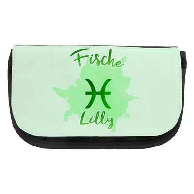 Cosmetic Bag with Name Lilly and Pisces Zodiac Motif | Makeup Bag | Many Names Available