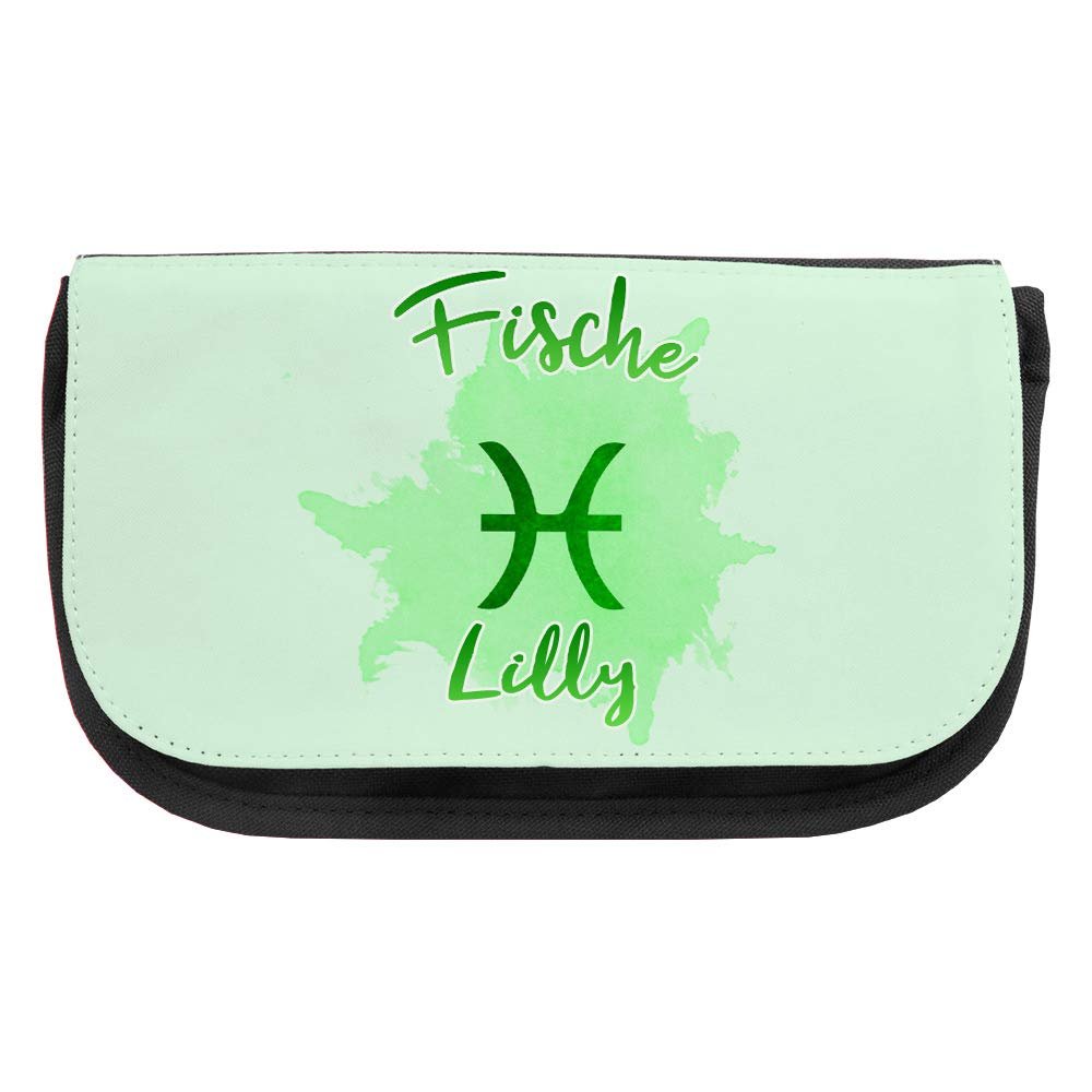 Cosmetic Bag with Name Lilly and Pisces Zodiac Motif | Makeup Bag | Many Names Available