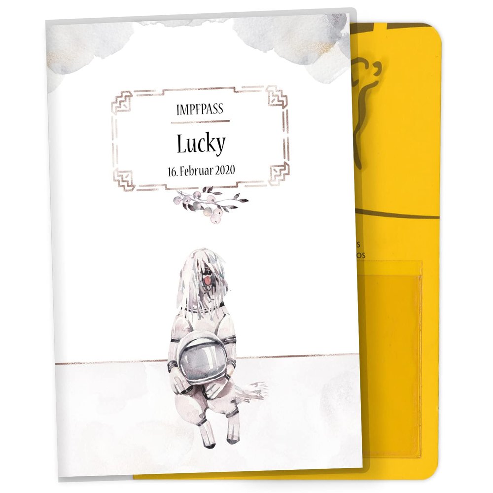 Cosmo Dog Pet Vaccination Passport Cover, Personalized with Name and Birth Date (Astro Wuff)