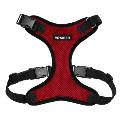Best Pet Supplies Voyager Step-In Lock Pet Harness - All-Weather Mesh, Adjustable for Cats and Dogs - Red/Black Trim, L