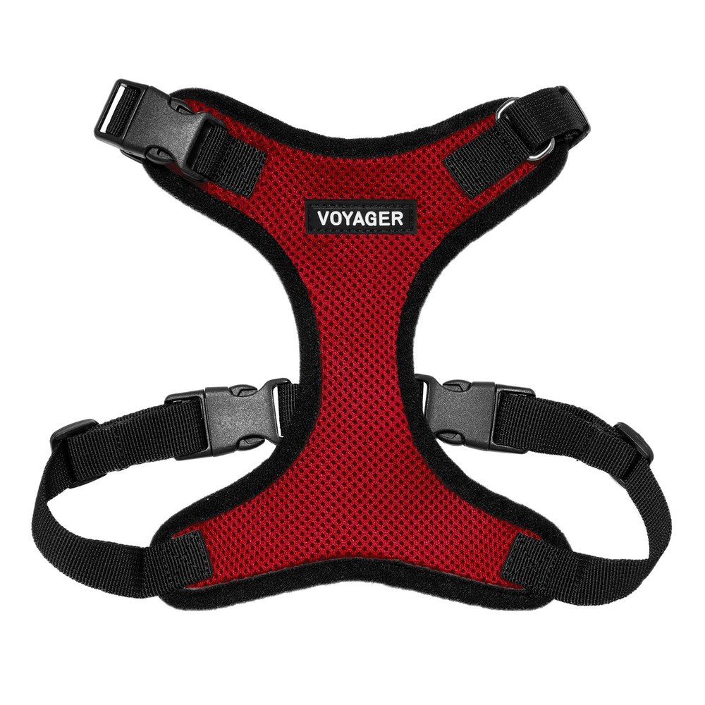 Best Pet Supplies Voyager Step-In Lock Pet Harness - All-Weather Mesh, Adjustable for Cats and Dogs - Red/Black Trim, L