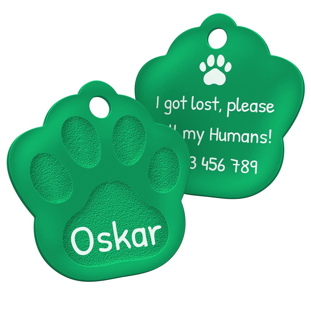 ENGRAVO Dog Tag with Engraving in Green 33mm