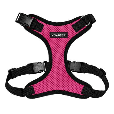 Best Pet Supplies Voyager Step-In Lock Pet Harness - All-Weather Mesh, Adjustable for Cats and Dogs - Fuchsia/Black Trim, L