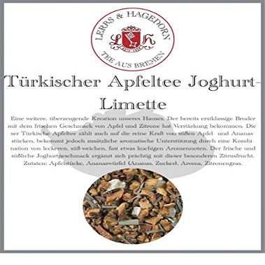 Lerbs & Hagedorn Fruit Tea Turkish Apple Tea Yogurt Lime | With Citrus Note, 1 kg (approx. 81 liters), with Apple, Pineapple and Lemongrass