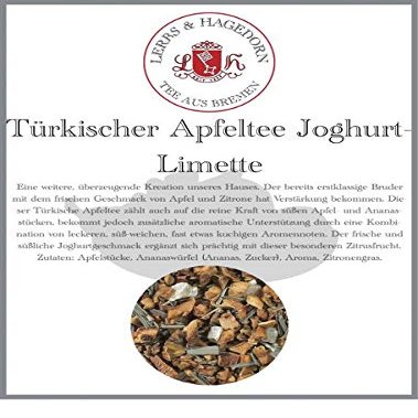 Lerbs & Hagedorn Fruit Tea Turkish Apple Tea Yogurt Lime | With Citrus Note, 1 kg (approx. 81 liters), with Apple, Pineapple and Lemongrass