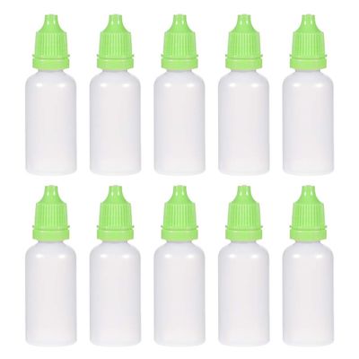 Plastic Dropper Bottles, 15 mL, Small Empty Squeezable Eye Drop Bottles, Green, 10-Pack